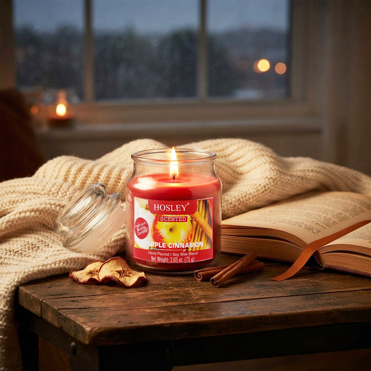 Hosley Apple Cinnamon Fragranced Jar Candle – 2.65 Oz