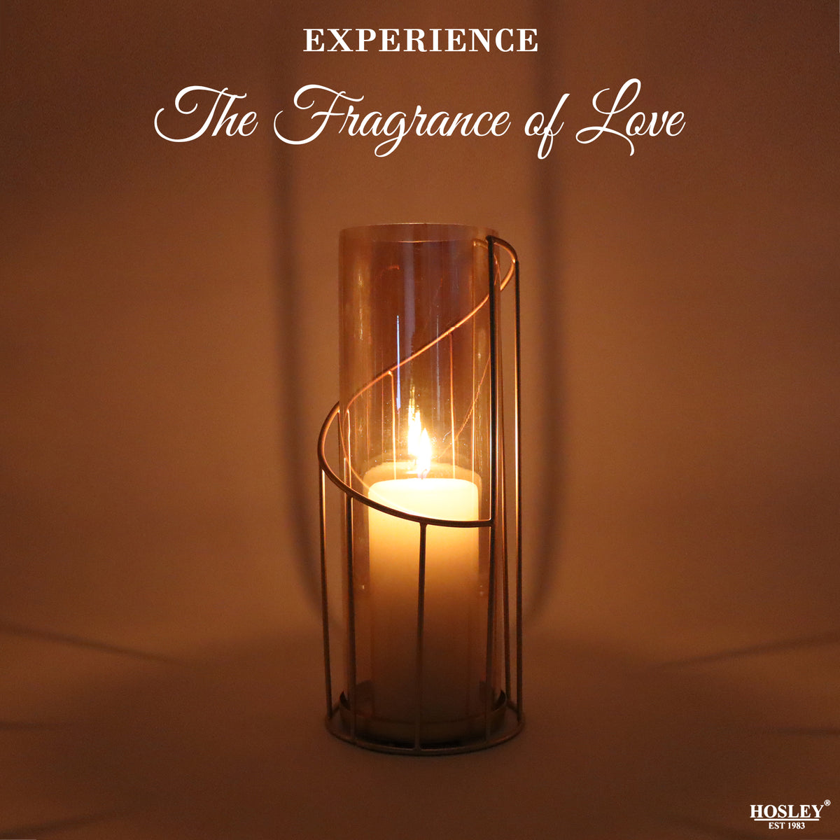 HOSLEY Metal Glass Pillar Candle Holder, Gold, 12 Inch
