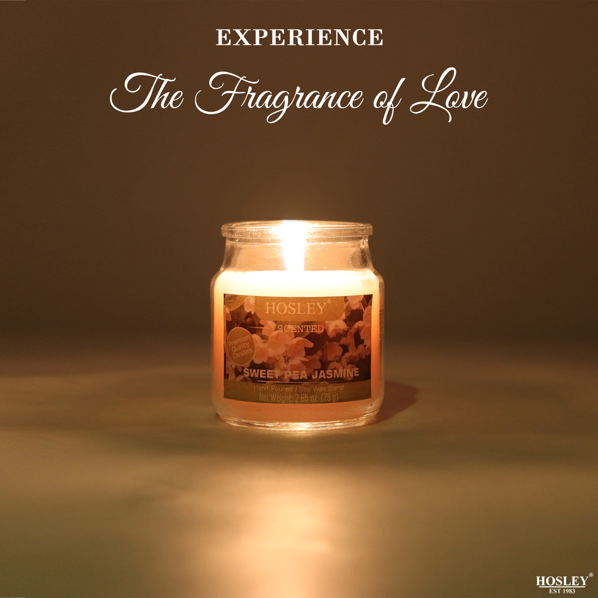 Set of 3 Hosley® Sweet Pea Jasmine Highly Fragranced Jar Candles 2.65 Oz wax each