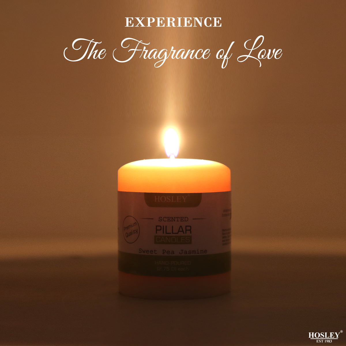 Hosley® Sweet Pea Jasmine Highly Fragranced 3inch Pillar Candle