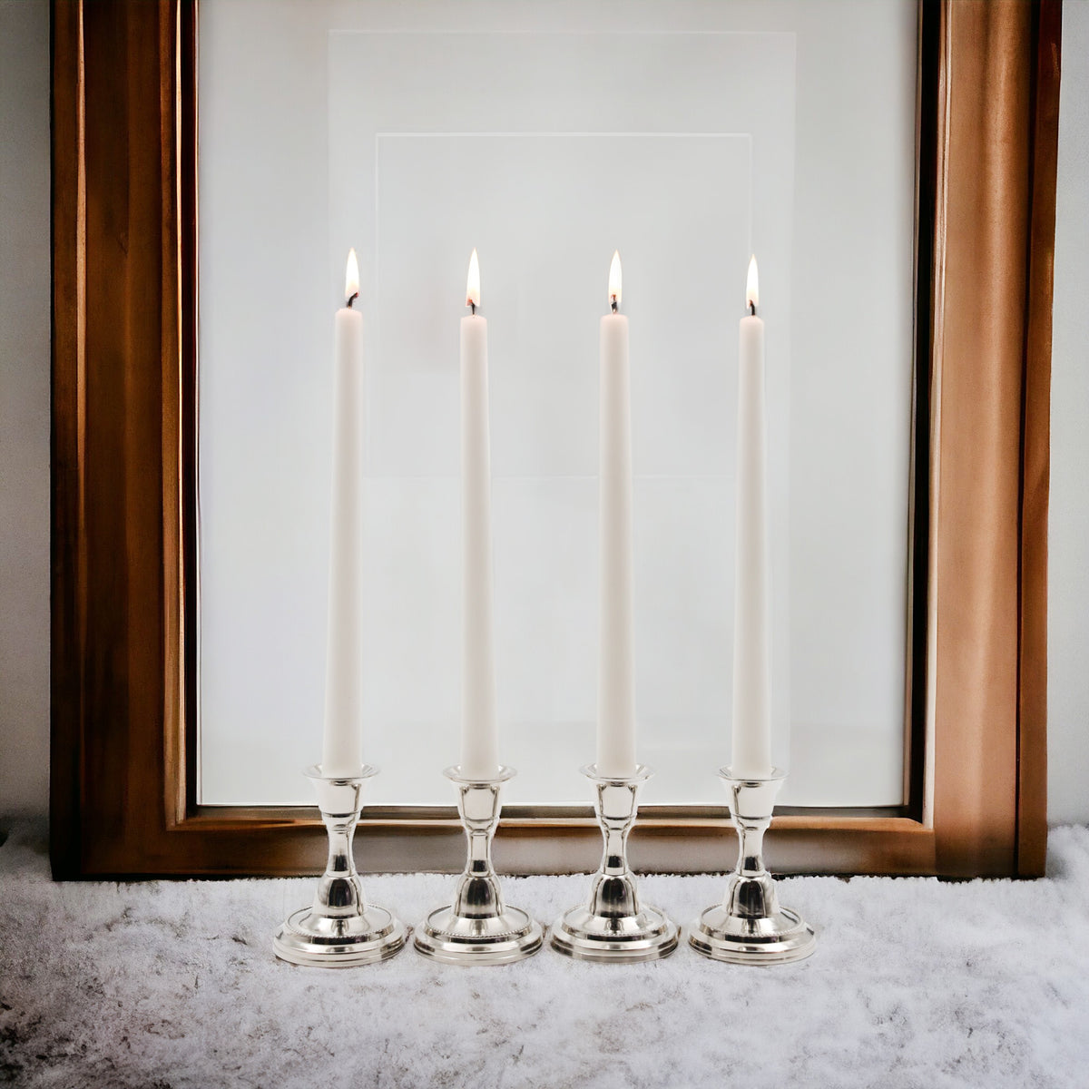 Hosley Vanilla Fragranced White Taper Candles – Pack of 4, 25.4cm