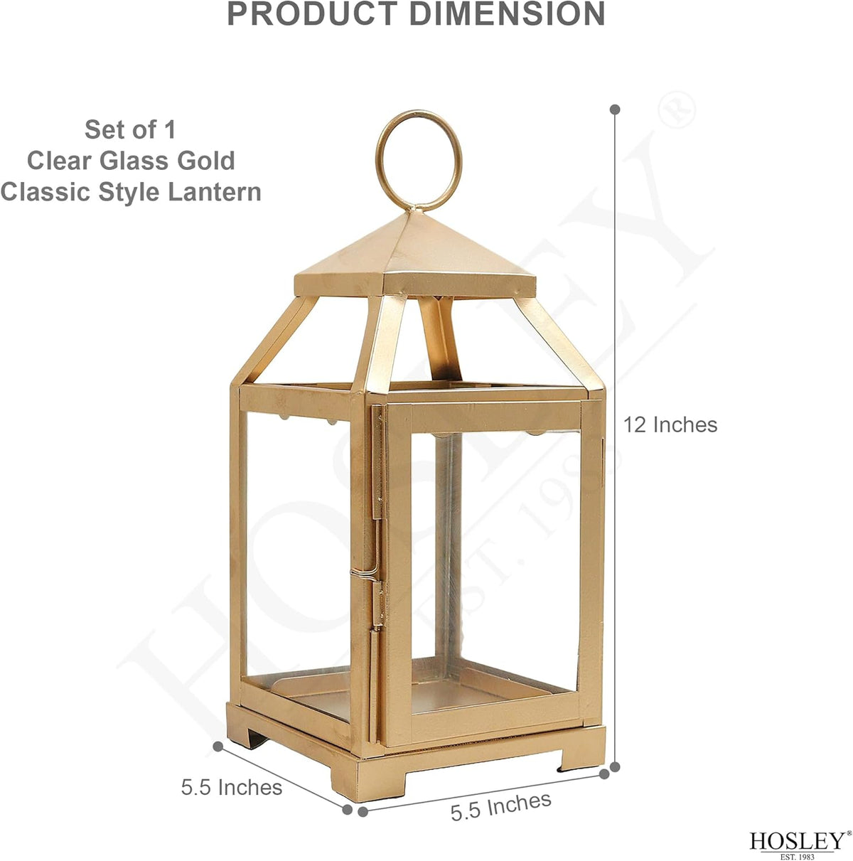Classic Style Glass Iron Lantern with One Pillar Candle