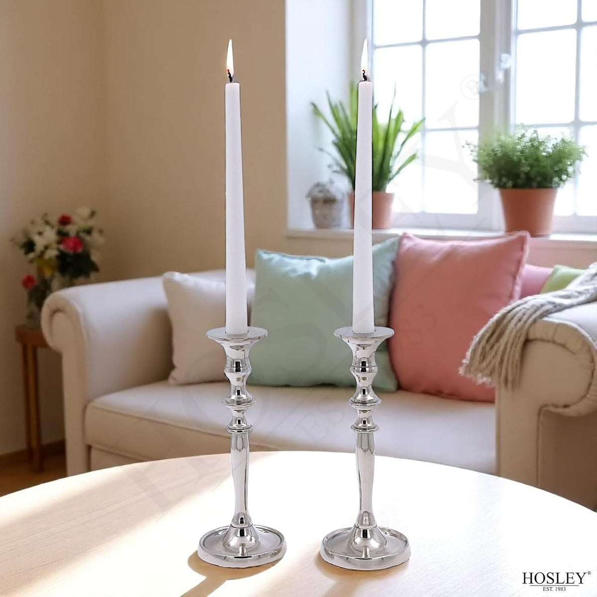 Silver Finish Metal Taper Candle Holder