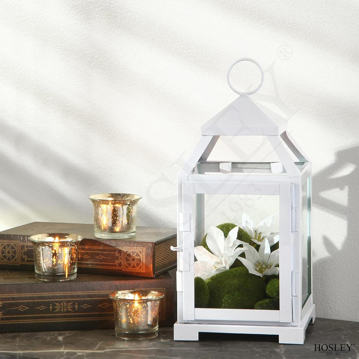 White Classic Style Glass Iron Lantern