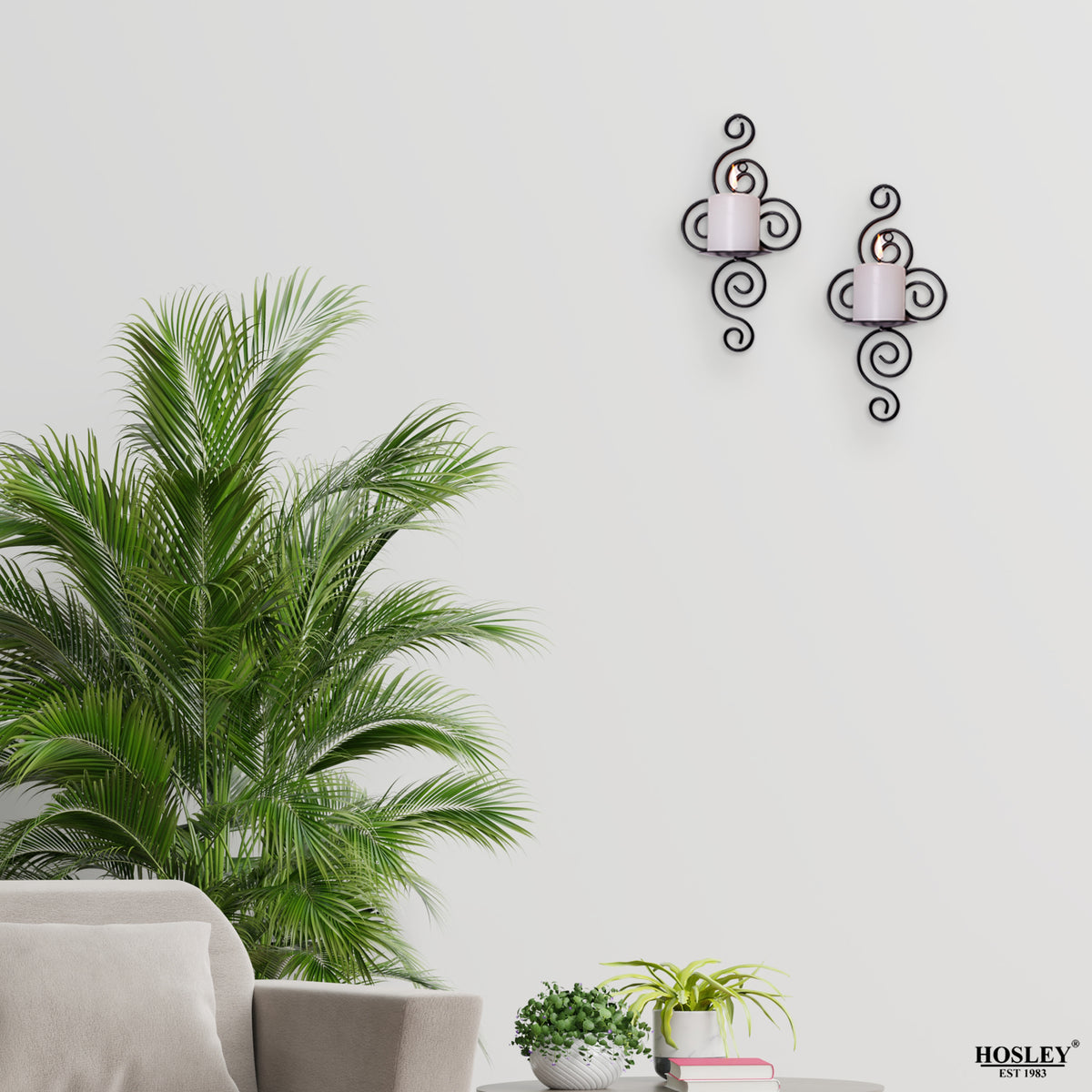 Hosley Set of 2 Decorative Wall Sconce With Free Candles (Black Matte)