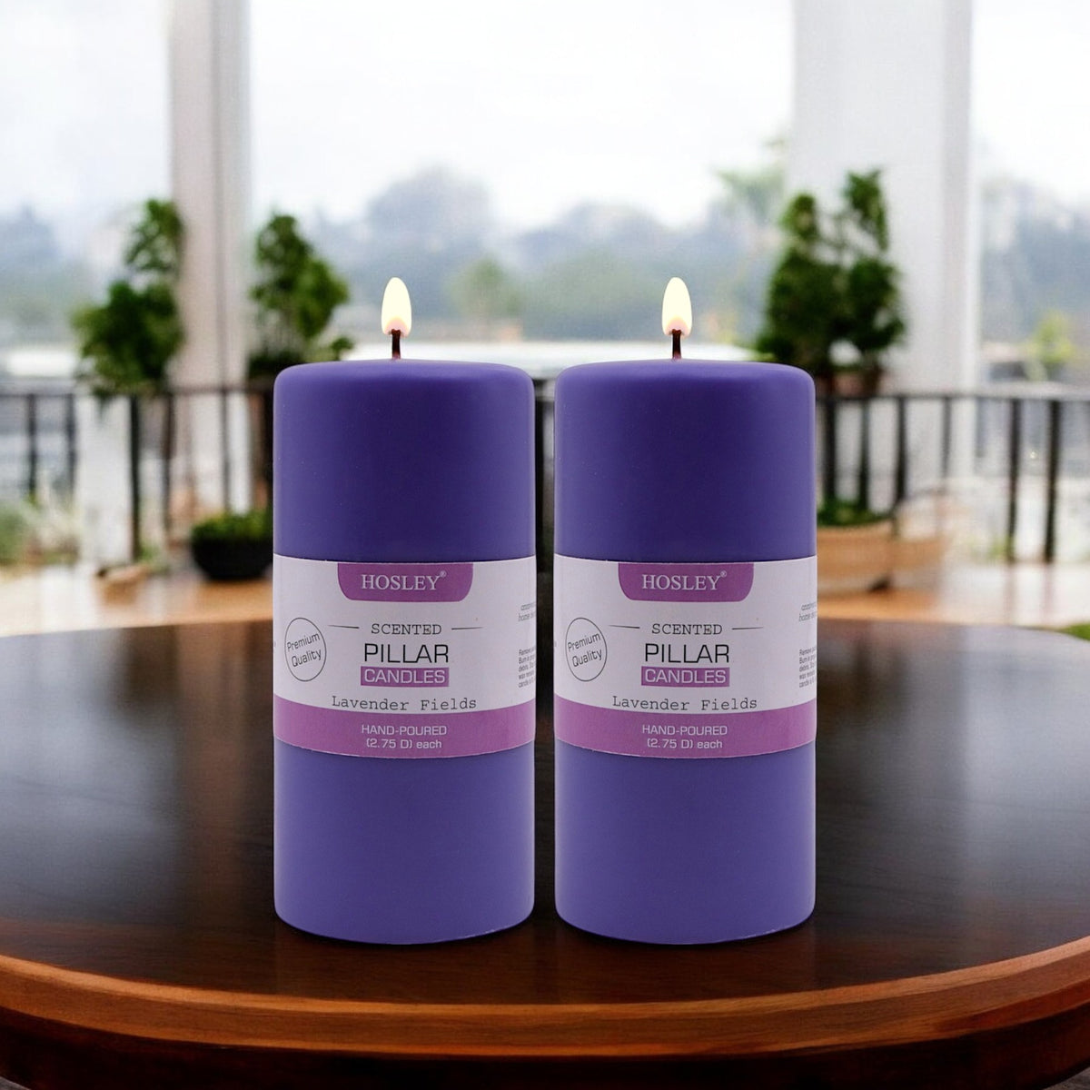 Hosley Set of 2 Lavender Fields 6Inchs Pillar Candles