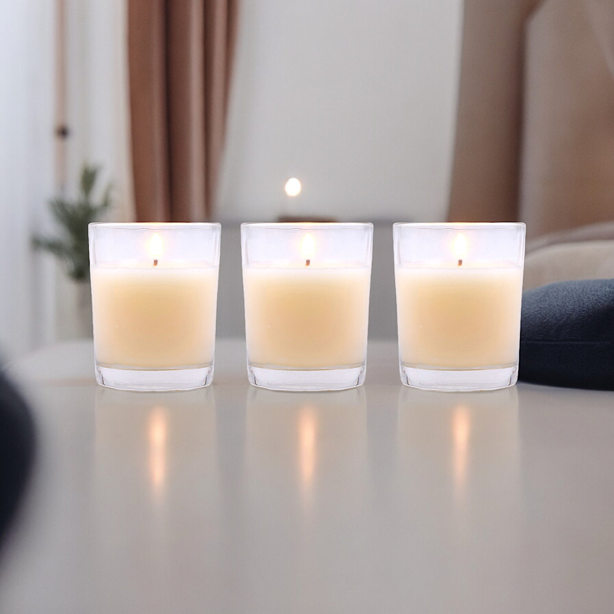 Set of 3 Hosley® Highly Fragranced Sweet Pea Jasmine Filled Glass Candles, 1.6 Oz wax each