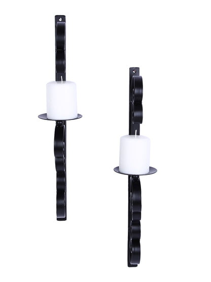 Hosley Set of 2 Decorative Wall Sconce/Candle Holder with Free Candles  (Black Matte)