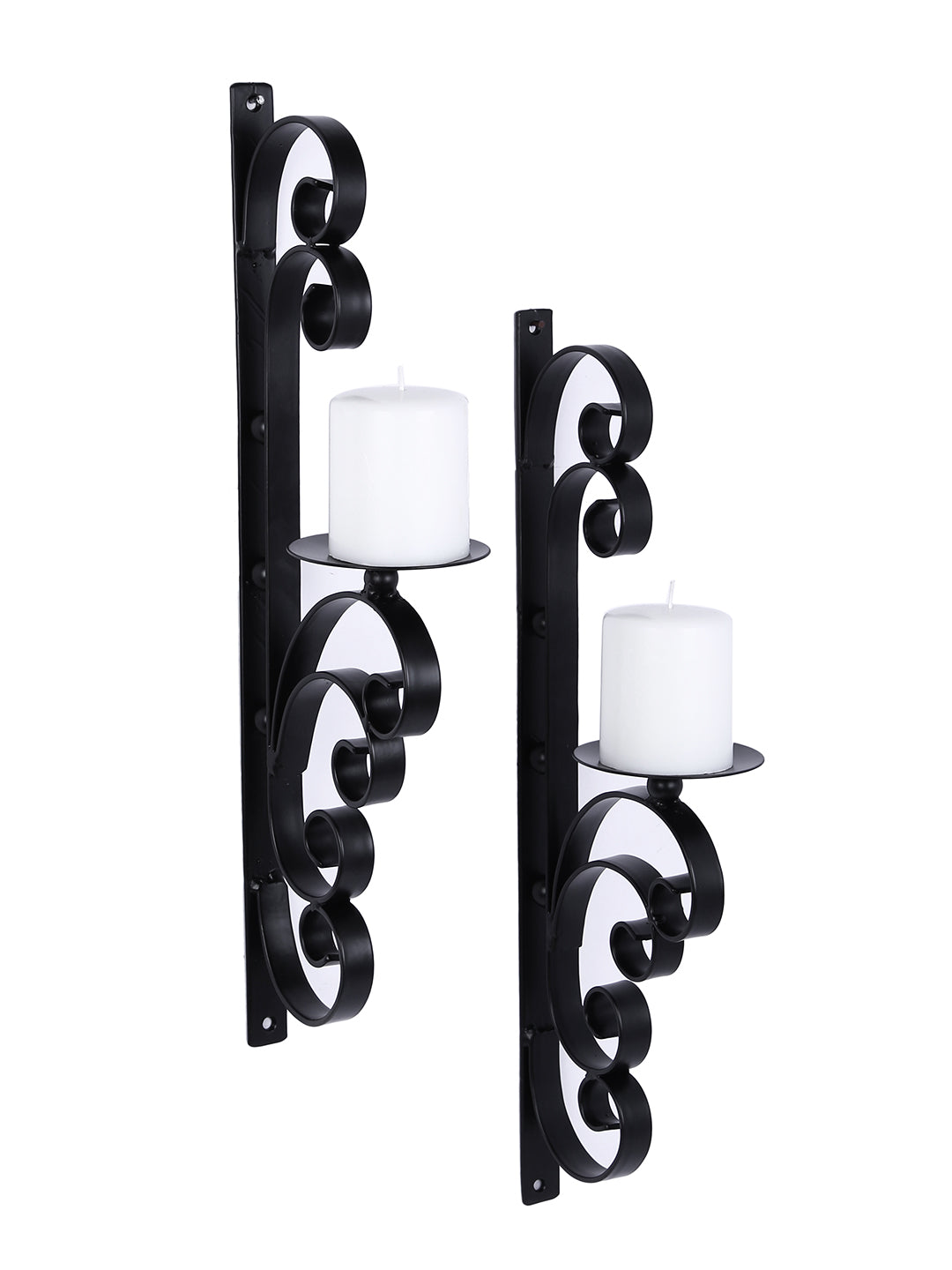 Hosley Set of 2 Decorative Wall Sconce/Candle Holder with Free Candles (Black Matte)