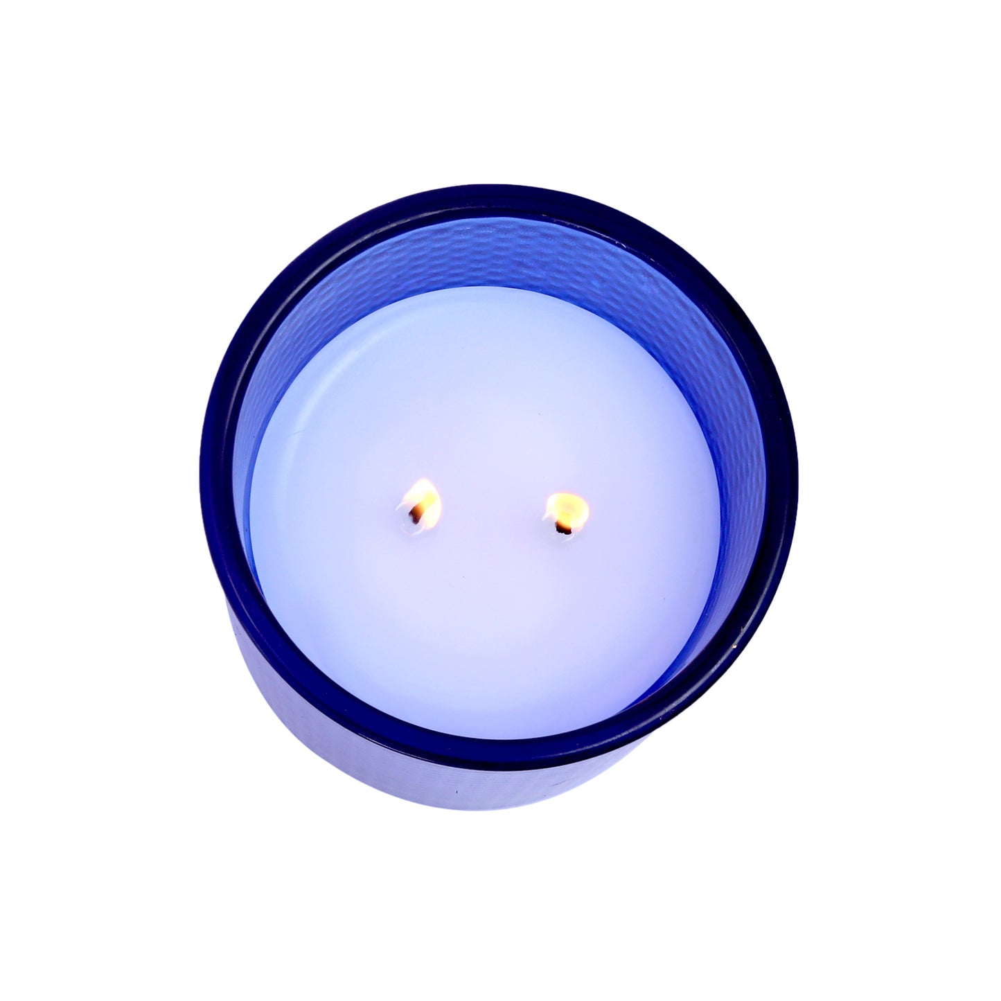 Hosley 2 Wick Unscented Glass Candle for Decoration for Home, Wedding, Birthday, Pack of 1, Blue