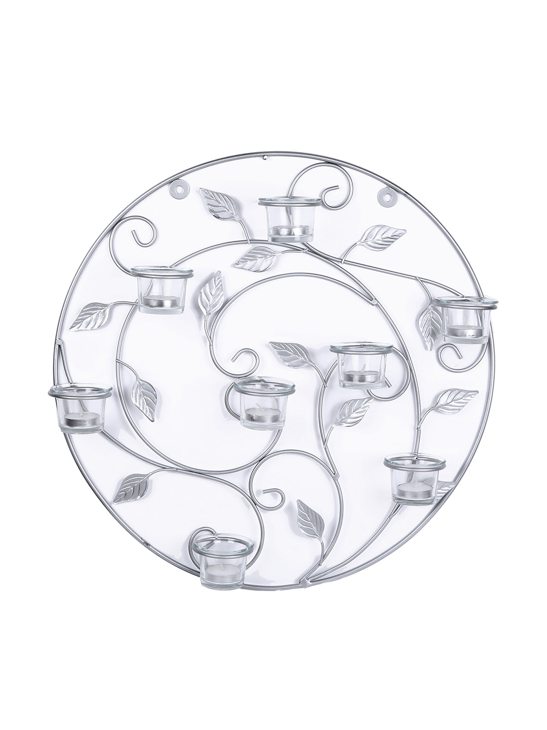 Hosley Metallic Silver Wall Sconce with Red and Clear Glasses