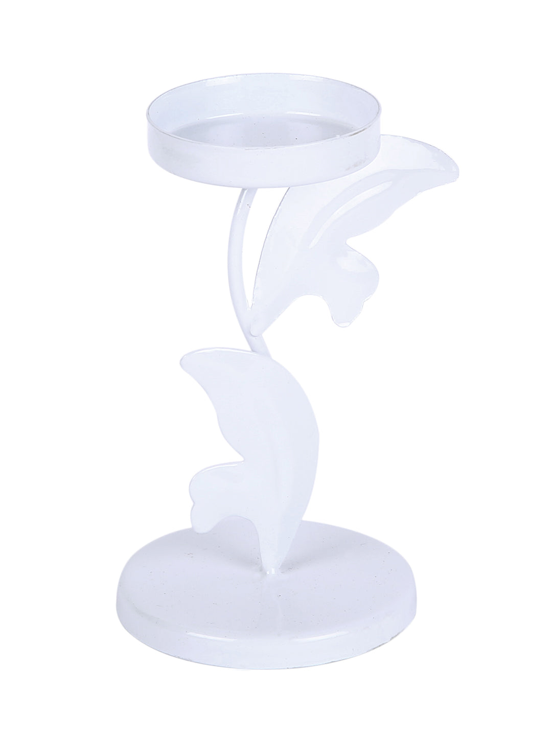 Hosley White Leaves Decorative Tealight Holder