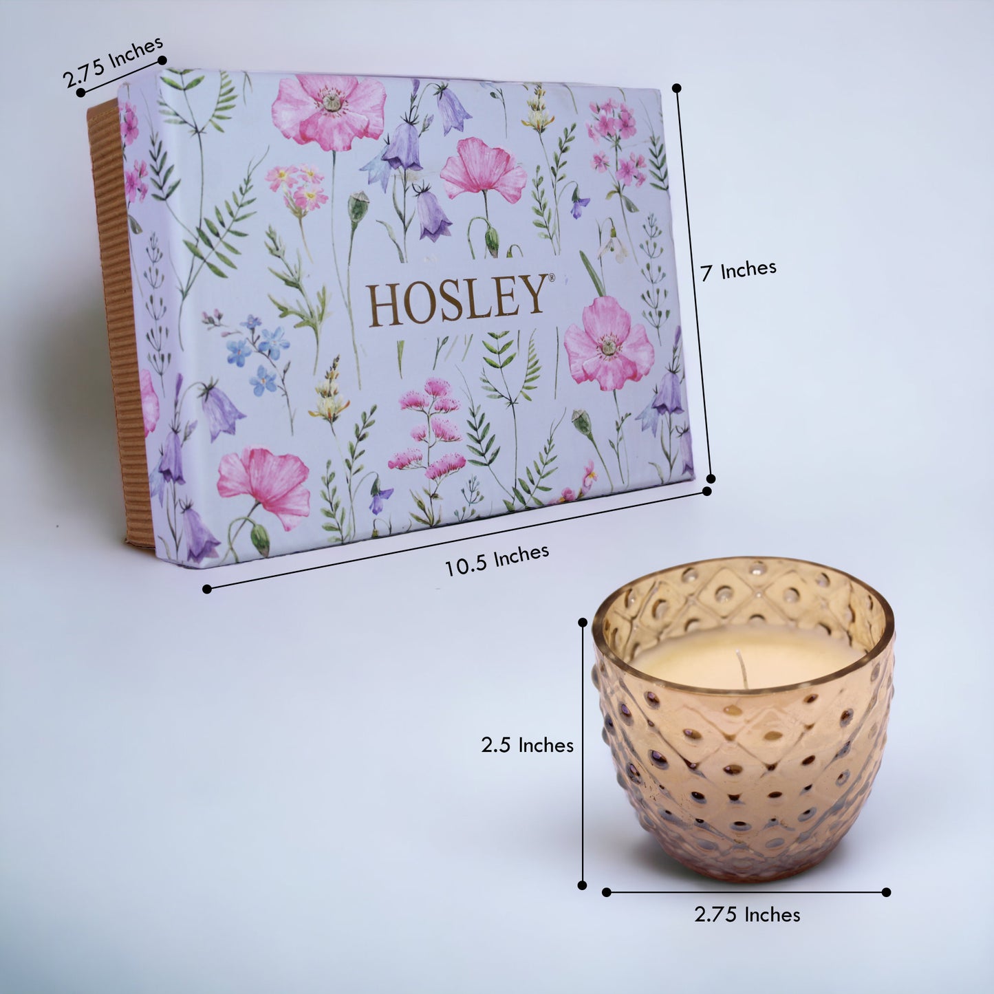 Hosley® Set of 4 Fragrance Gold Glass Candles with Ceramic Incense Stick Holder Gift Set