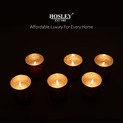 Hosley® Rose Fragrance Glass Votive Candles - 6Pcs
