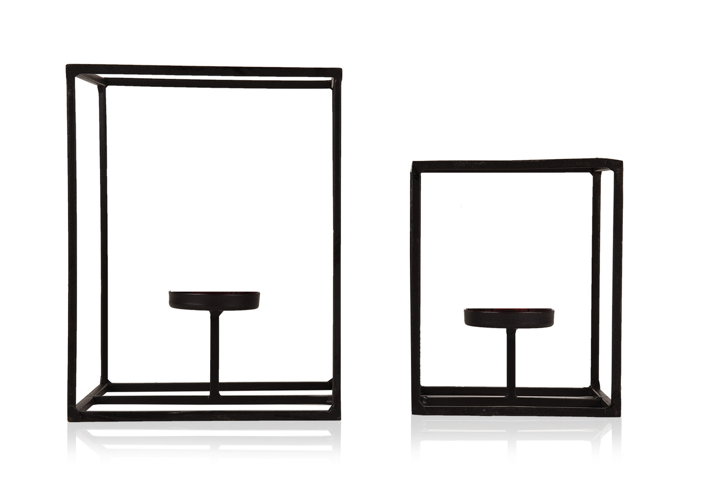 Hosley Pack of 2 Decorative Tealight Holders with Red Glass