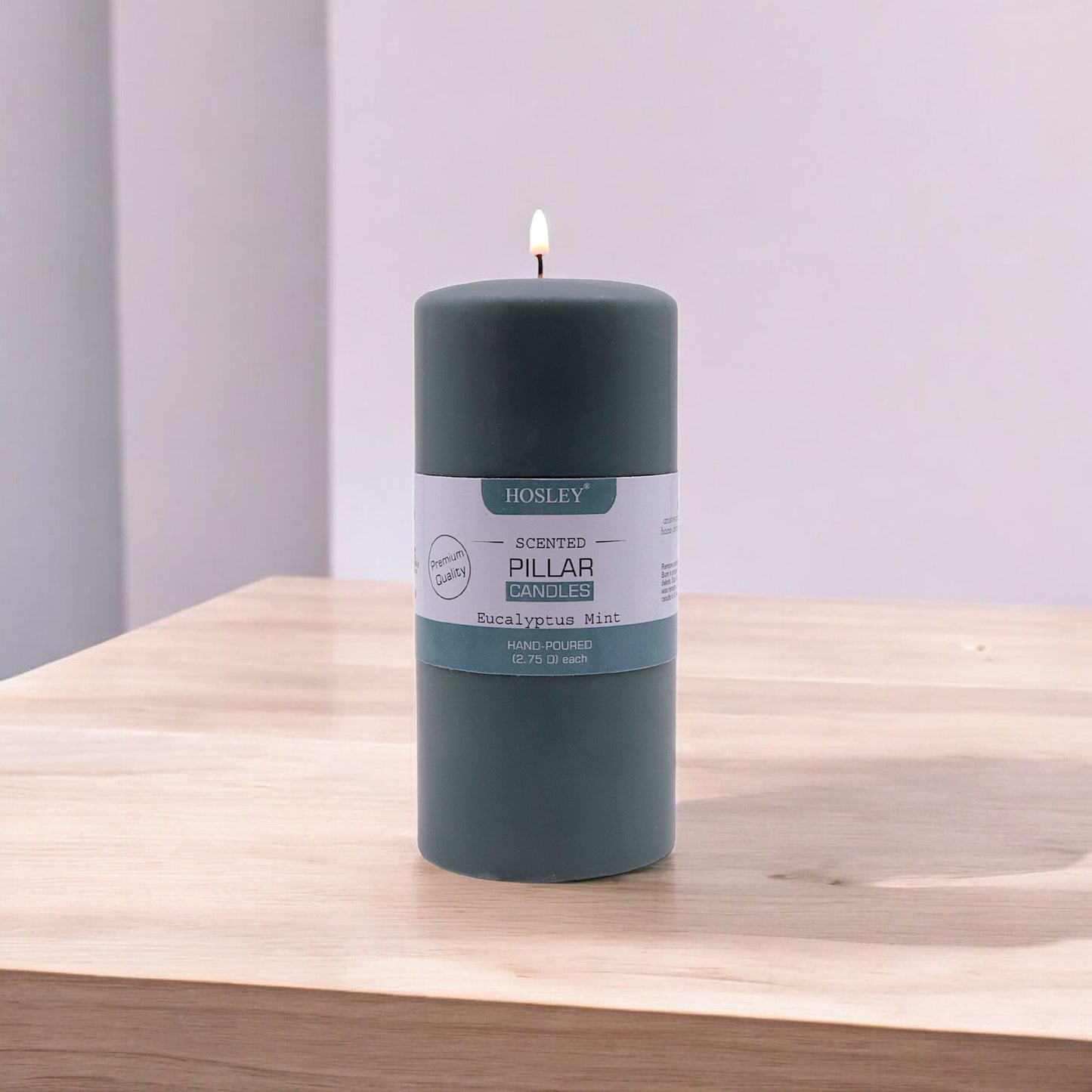 Hosley® Eucalyptus Mint Highly Fragranced 6inch Pillar Candle