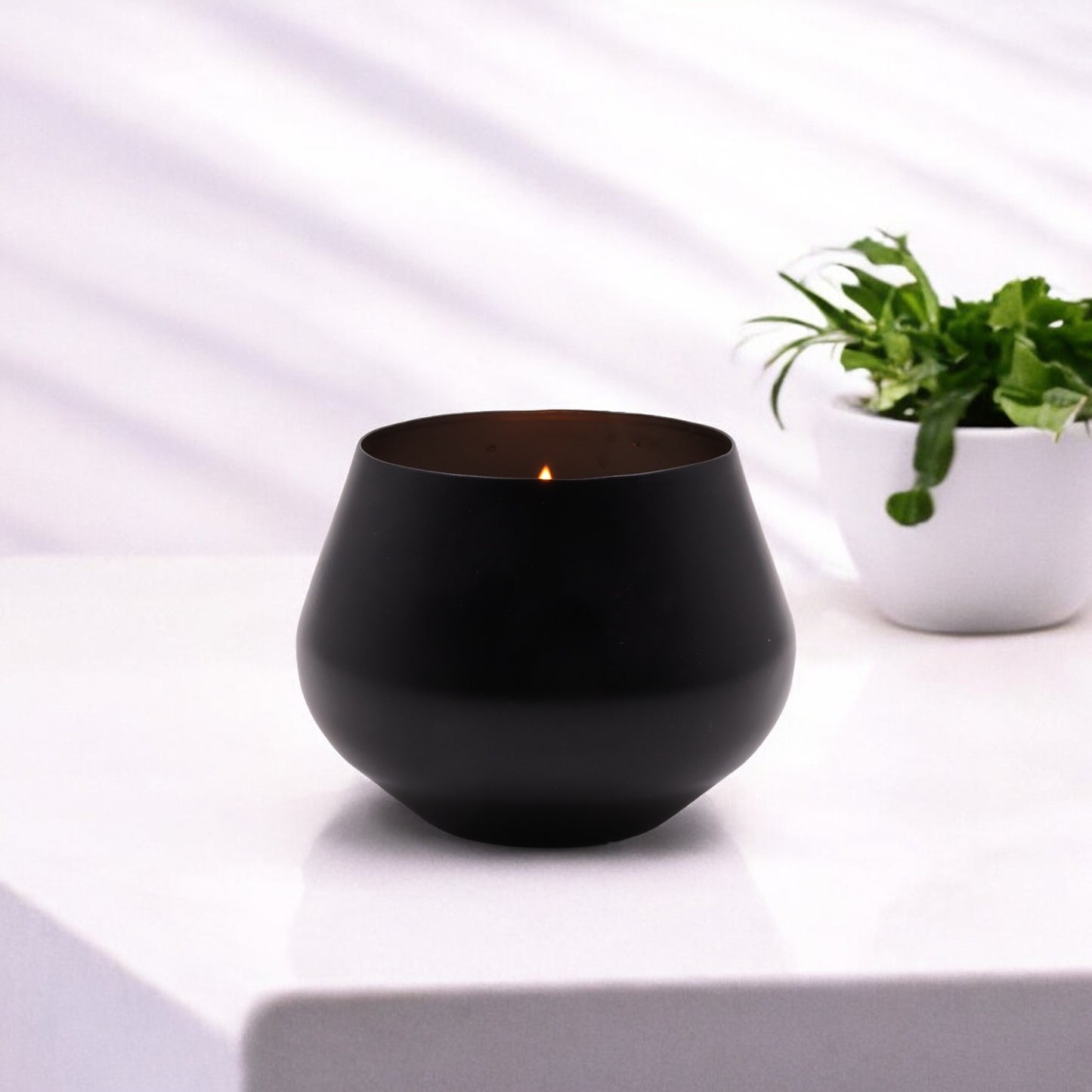 Hosley Scented Metal Black Jar Candles
