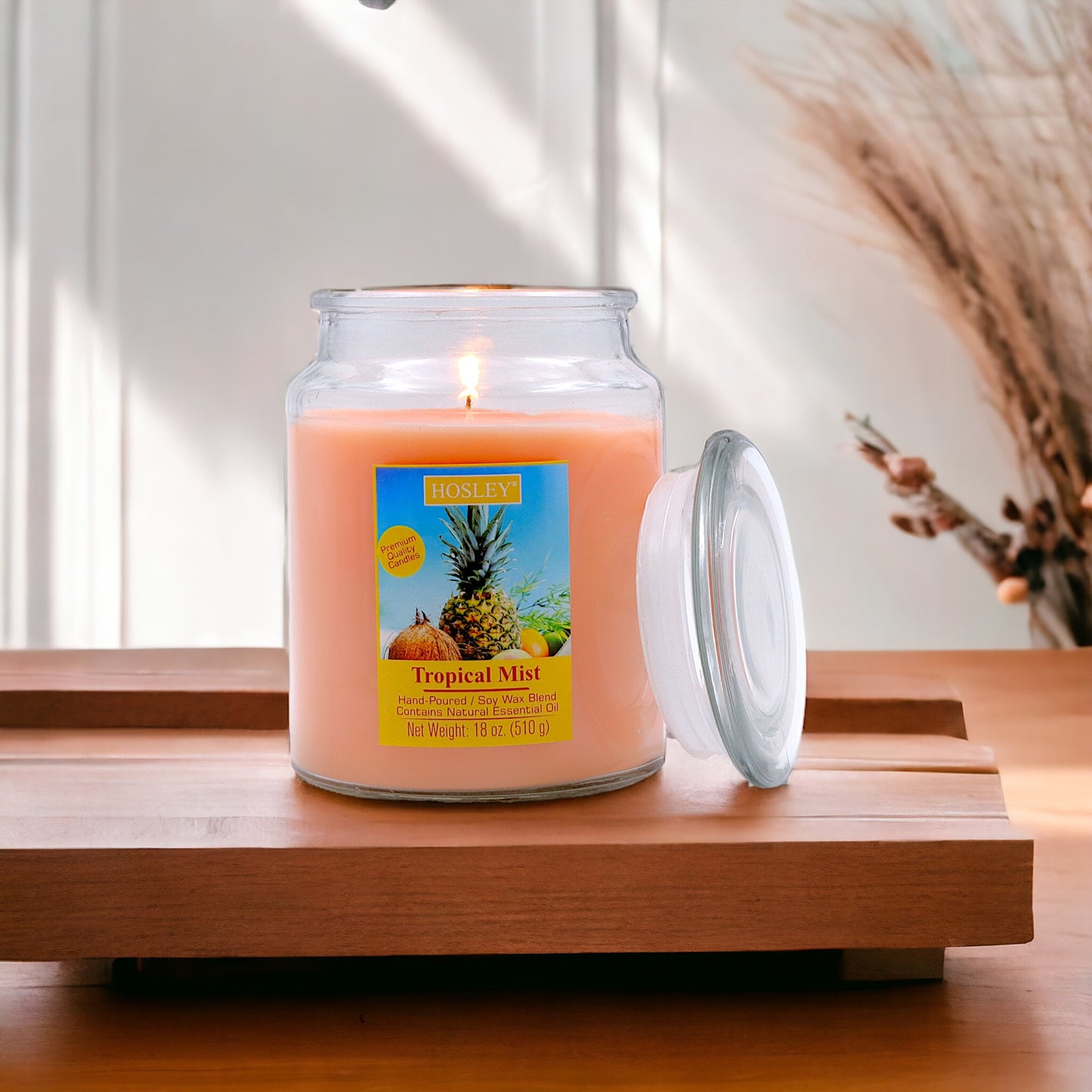 Hosley® Tropical Mist Highly Fragranced, 18 Oz wax, Large Jar Candle