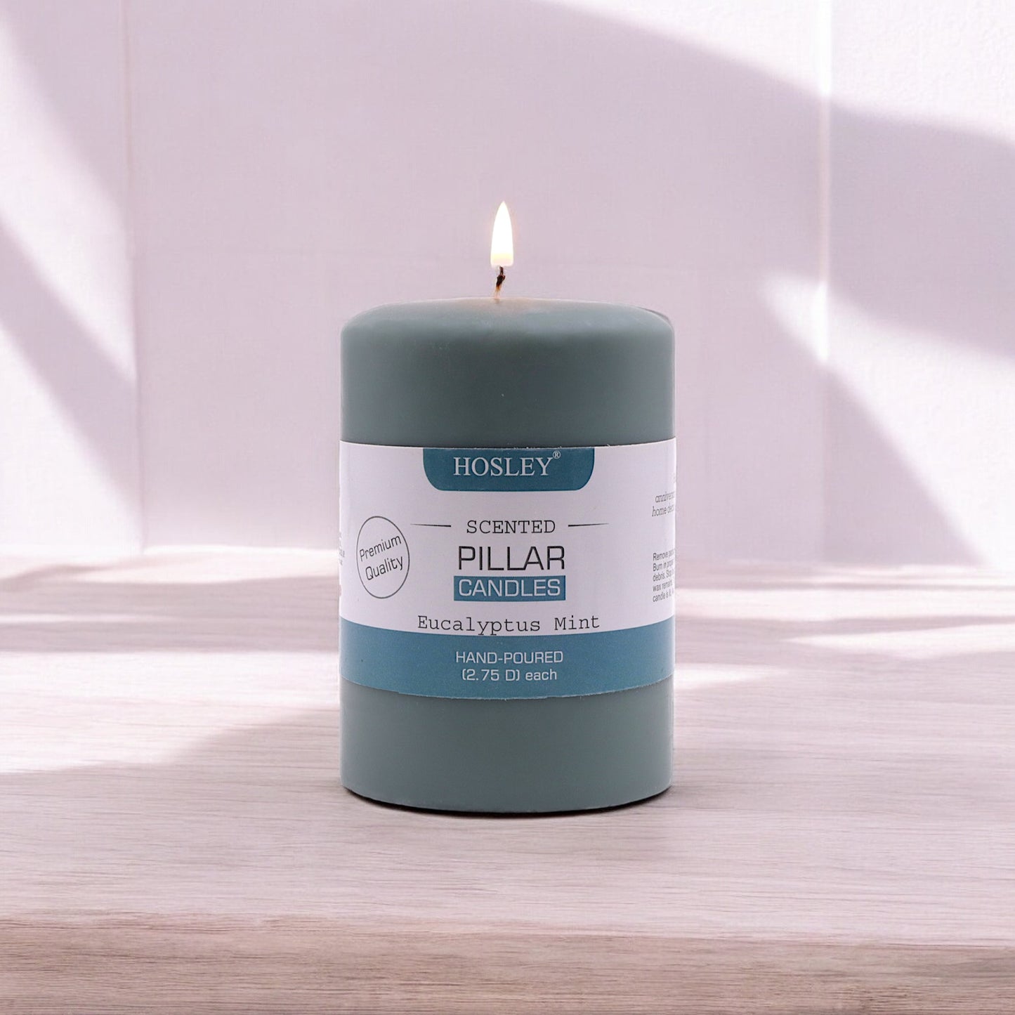 Hosley® Eucalyptus Mint Highly Fragranced 4inch Pillar Candle