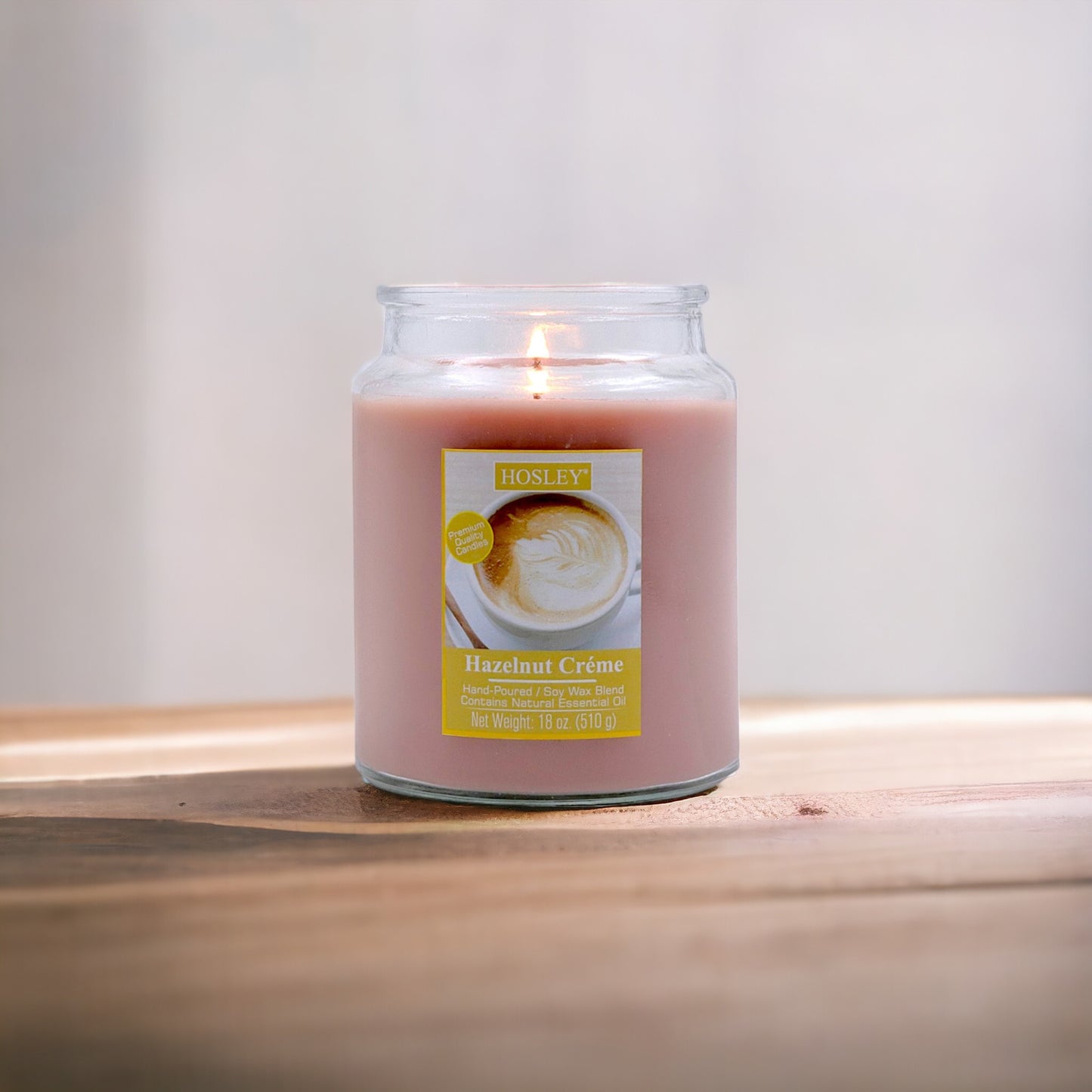 Hosley® Hazelnut Crème Highly Fragranced, 18 Oz wax, Large Jar Candle