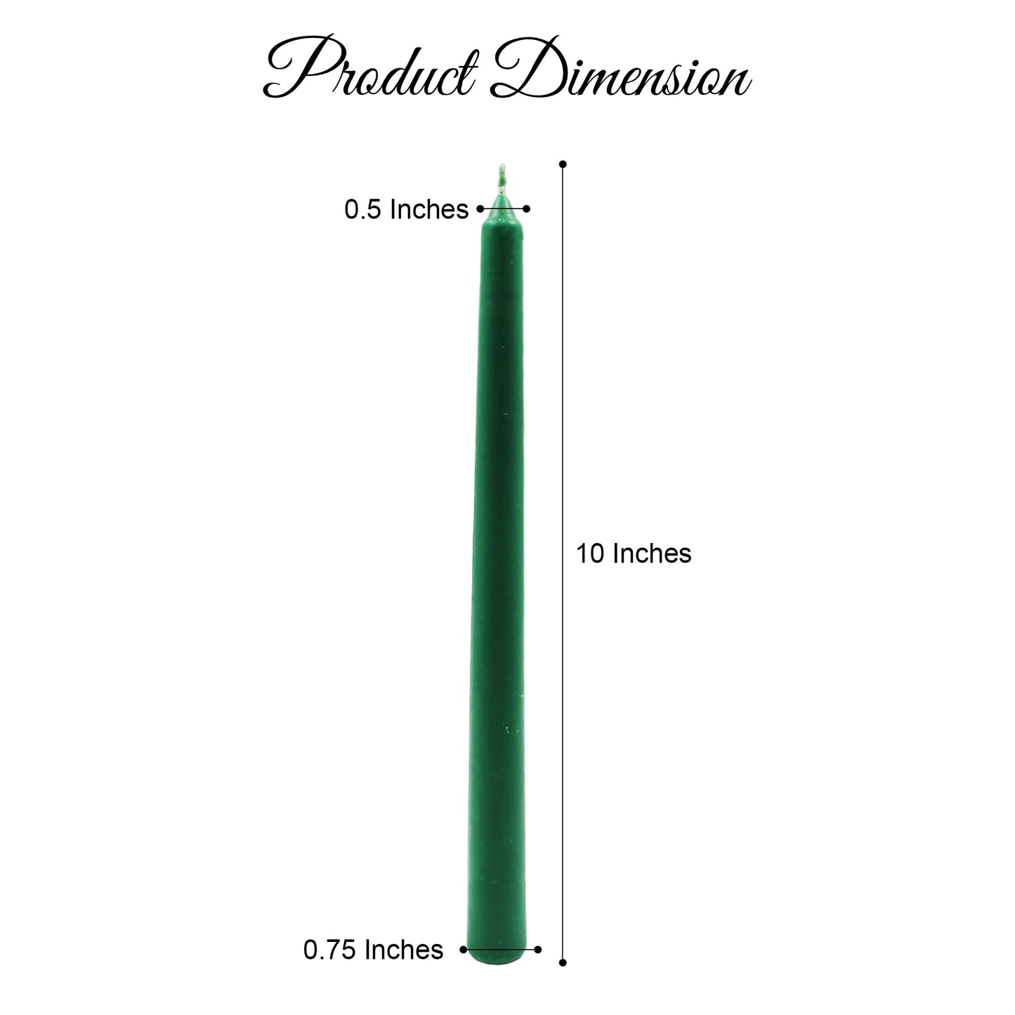 Hosley 6-Piece Unscented Green Taper Candles Set - 25CM