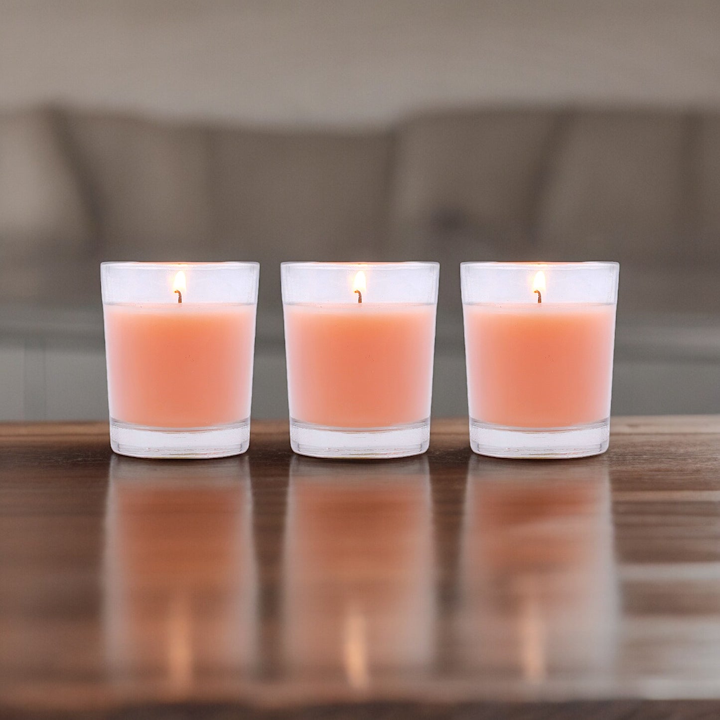 Set of 3 Hosley® Highly Fragranced Tropical Mist Filled Glass Candles. 1.6 Oz wax each