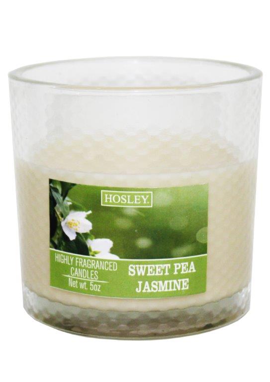 Hosley 2 Wick Sweet Pea Jasmine Fragrance Glass Candle for Home Décoration / Festive/ Wedding/ Party / Birthday