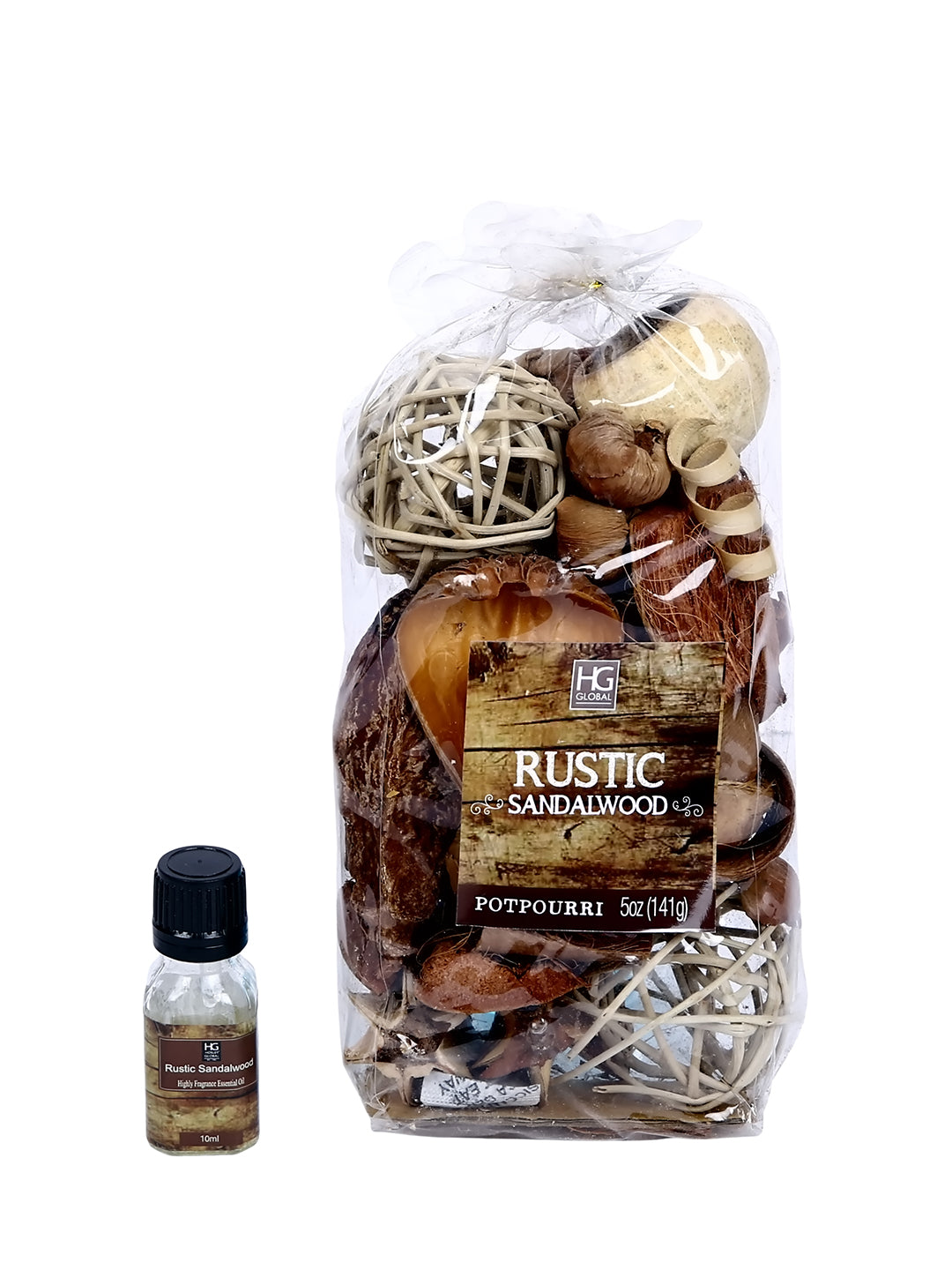 Hosley® 5Oz Rustic Sandalwood Highly Fragranced Potpourri Bag with Free 10ml Refreshing Scented Oil Bottle