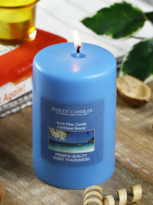 Hosley® Caribbean Breeze Highly Fragranced 4inch Pillar Candle