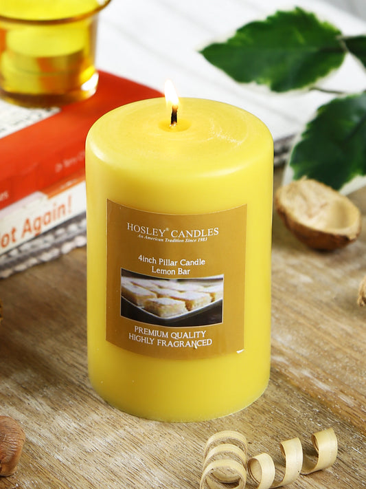 Hosley® Lemon Bar Highly Fragranced 4inch Pillar Candle
