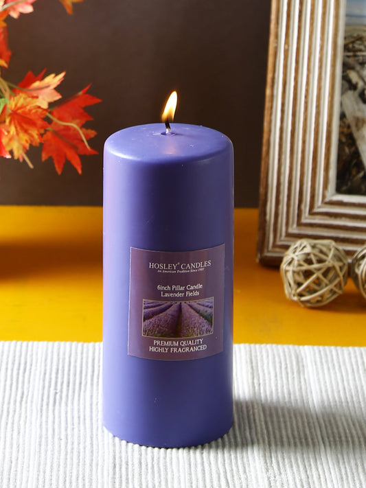 Hosley® Lavender Fields Highly Fragranced 6inch Pillar Candle