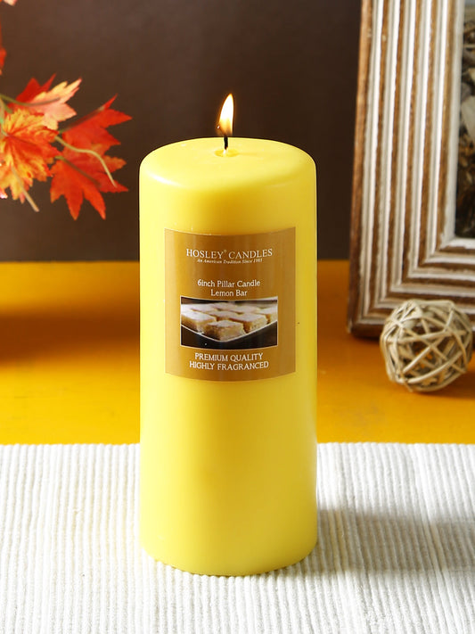 Hosley® Lemon Bar Highly Fragranced 6inch Pillar Candle