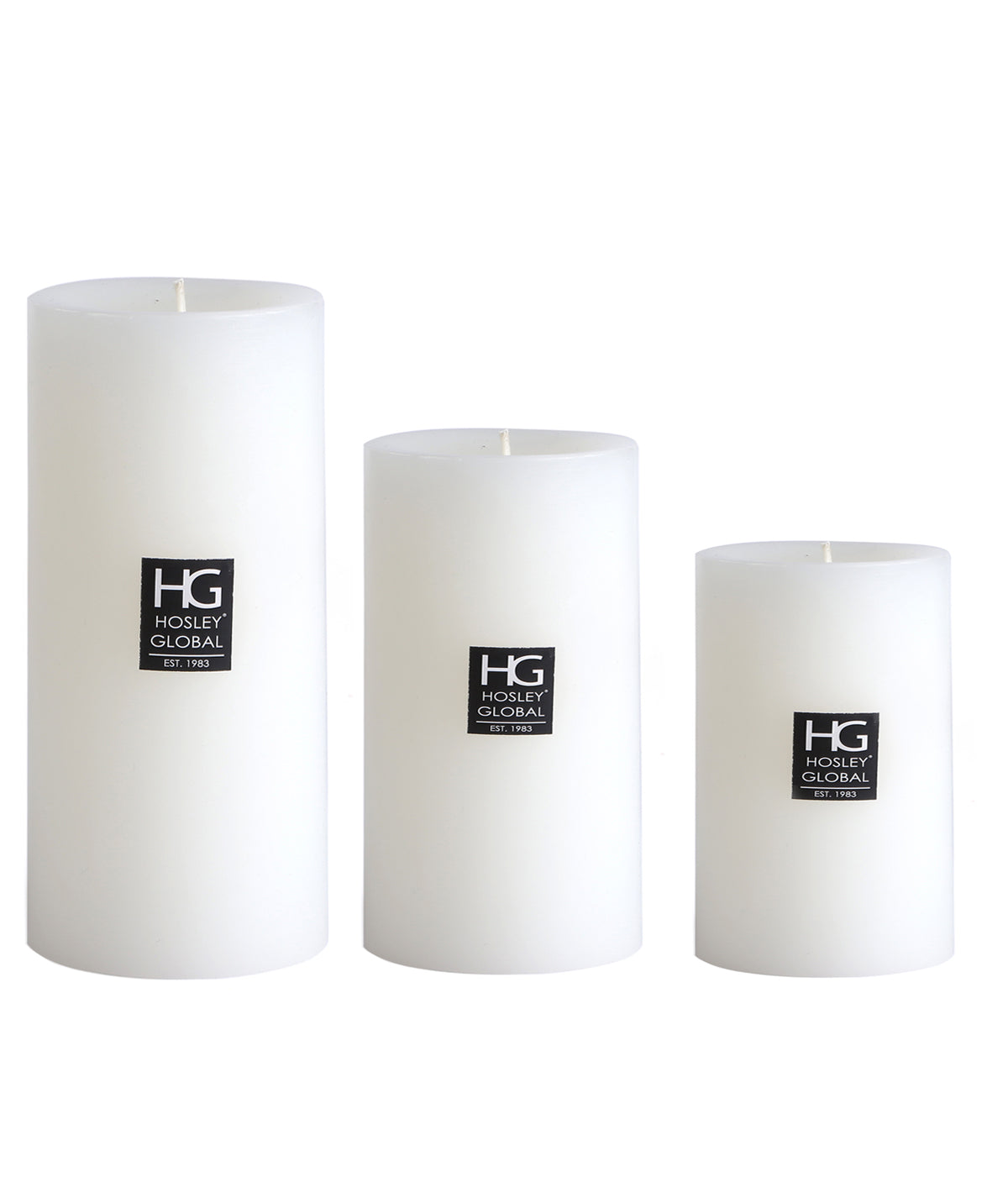 Hosley Set 3 Unscented Multi Size Decorative Pillar Candle