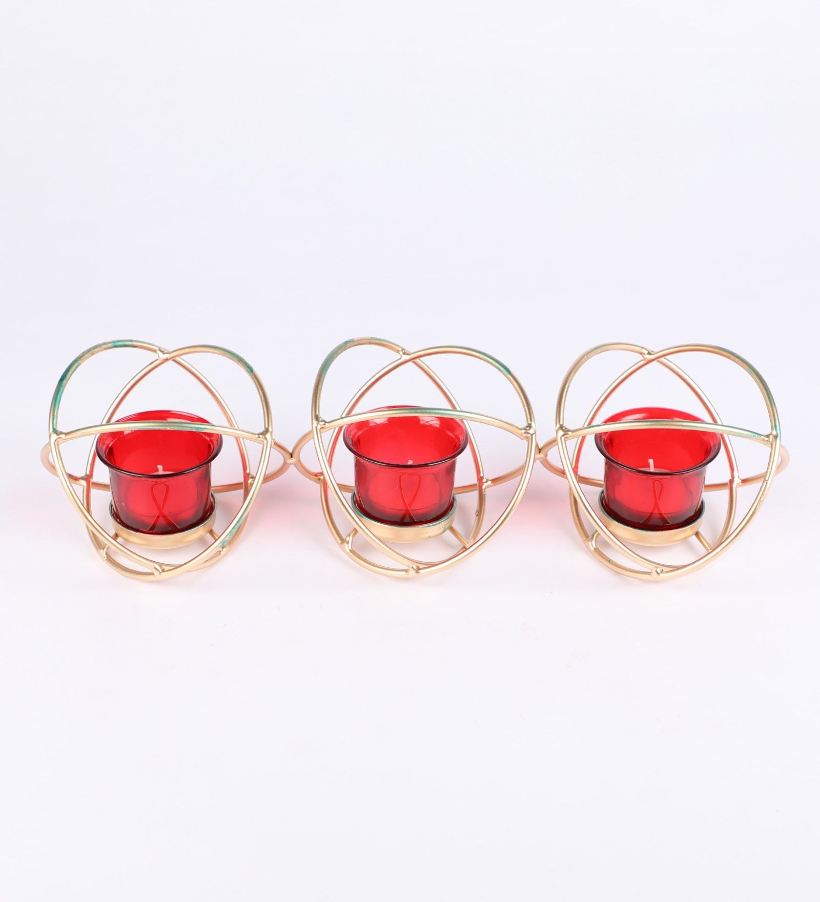 Hosley Iron Tealight Candle Holder With Red Glass cup and free Tealight for Home Decoration