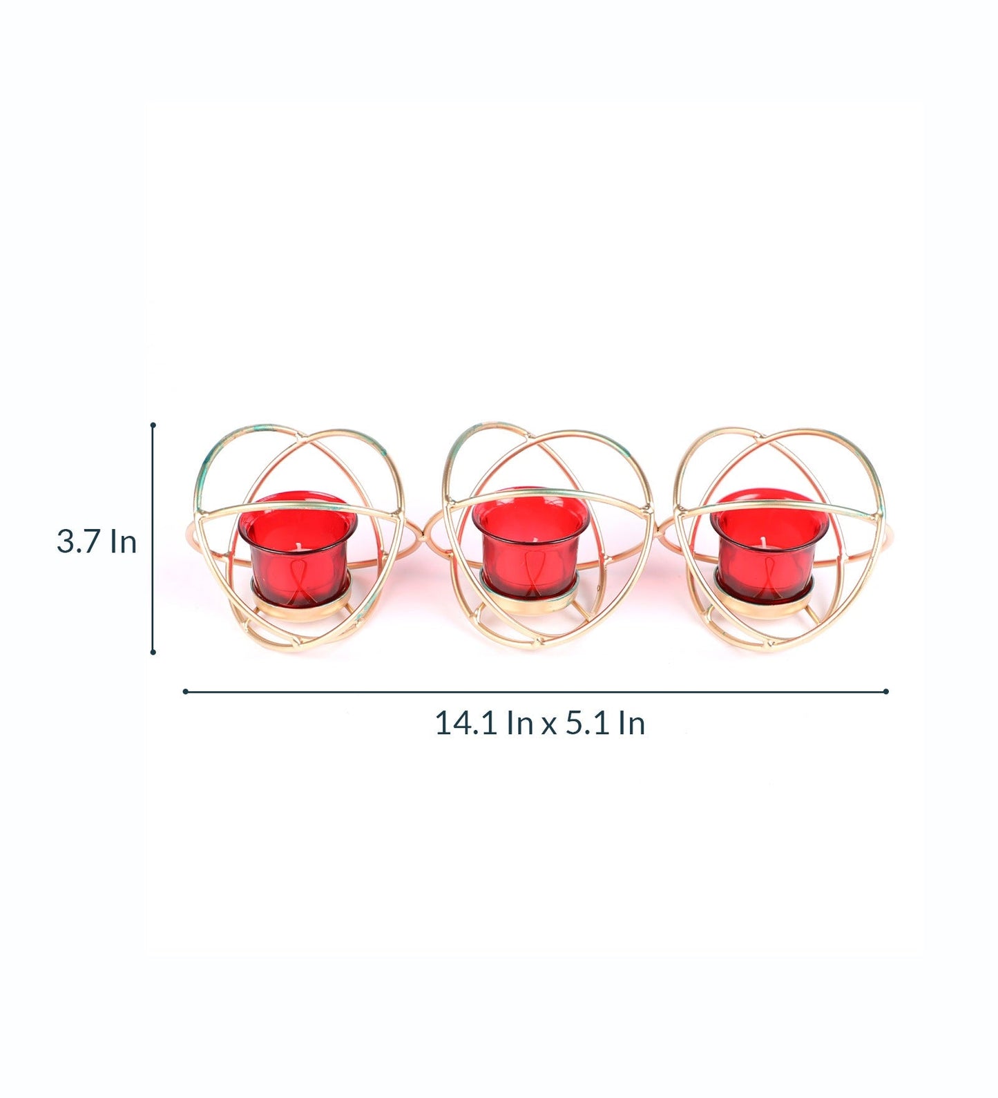 Hosley Iron Tealight Candle Holder With Red Glass cup and free Tealight for Home Decoration
