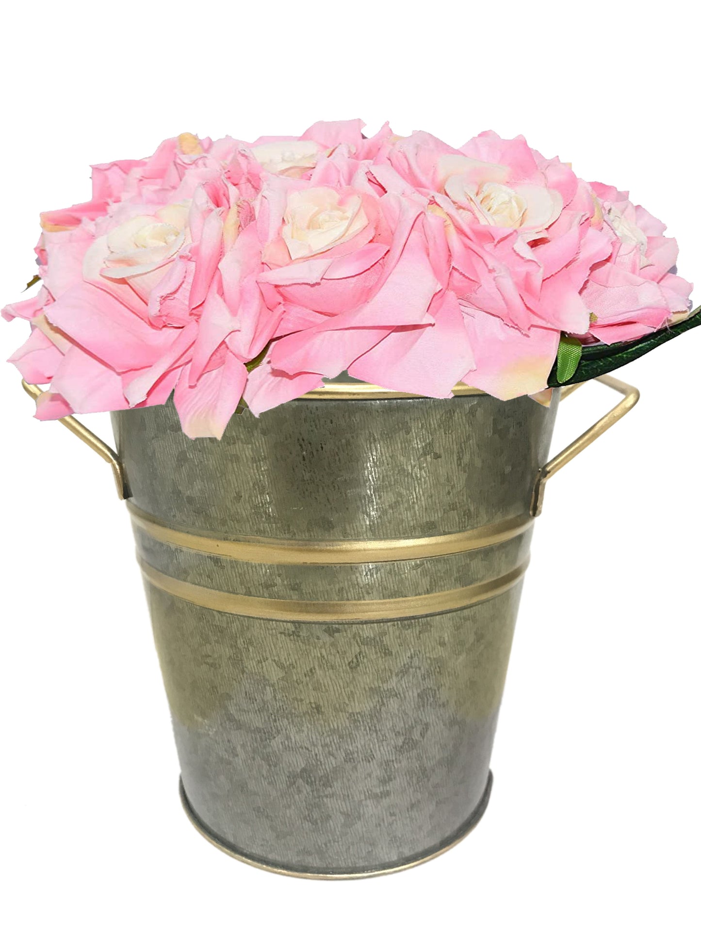 Hosley 5Inch Pack of 3 Galvanized Planters / Bucket Metal Planters Pot for Indoor Plants / Out Door Plants Ideal Gift for Weddings, Special Events, Parties