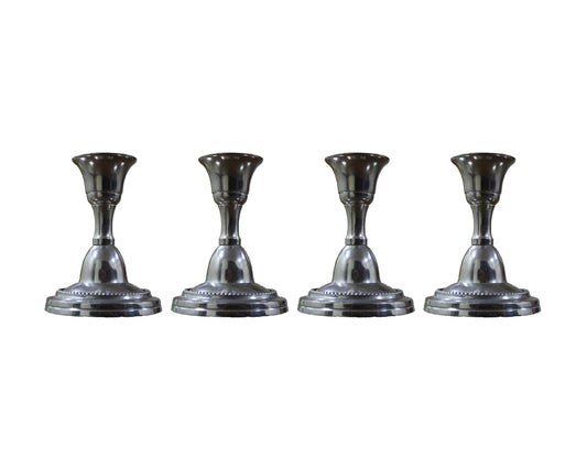 Hosley Metal Candle Stand Holder / Taper Candle Stand Holder for Home Décor, Festival, wedding, events, Silver, Pack of 4