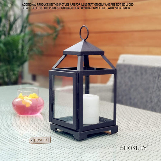Hosley Clear Glass and Iron Classic Style Lantern Candle Holder 12 Inch High With Pillar Candle for Home Decoration Ideal Gift for Weddings Festivities Parties Outdoor Activities