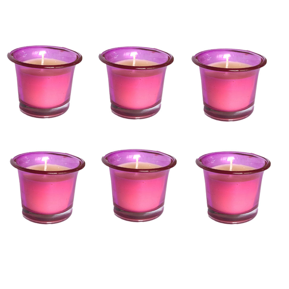 Hosley Highly Fragranced Rose Filled Votive Glass Candles / Candle Holder for Decoration Candles, Pack of 6, Pink