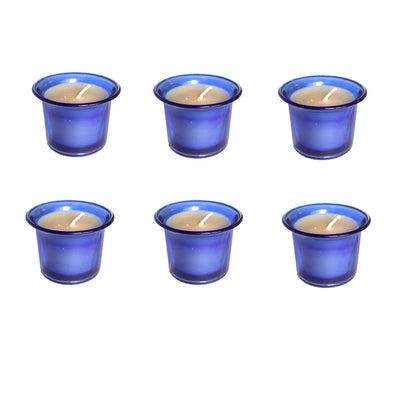 Hosley Highly Fragranced Lavender Filled Votive Glass Candles / Candle Holder for Decoration Candles, Pack of 6, Blue