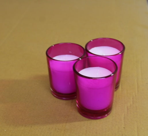 Hosley Highly Fragranced Rose Filled Glass Candles / Candle Holder for Home Decoration Set Candles, Pack of 3, Pink