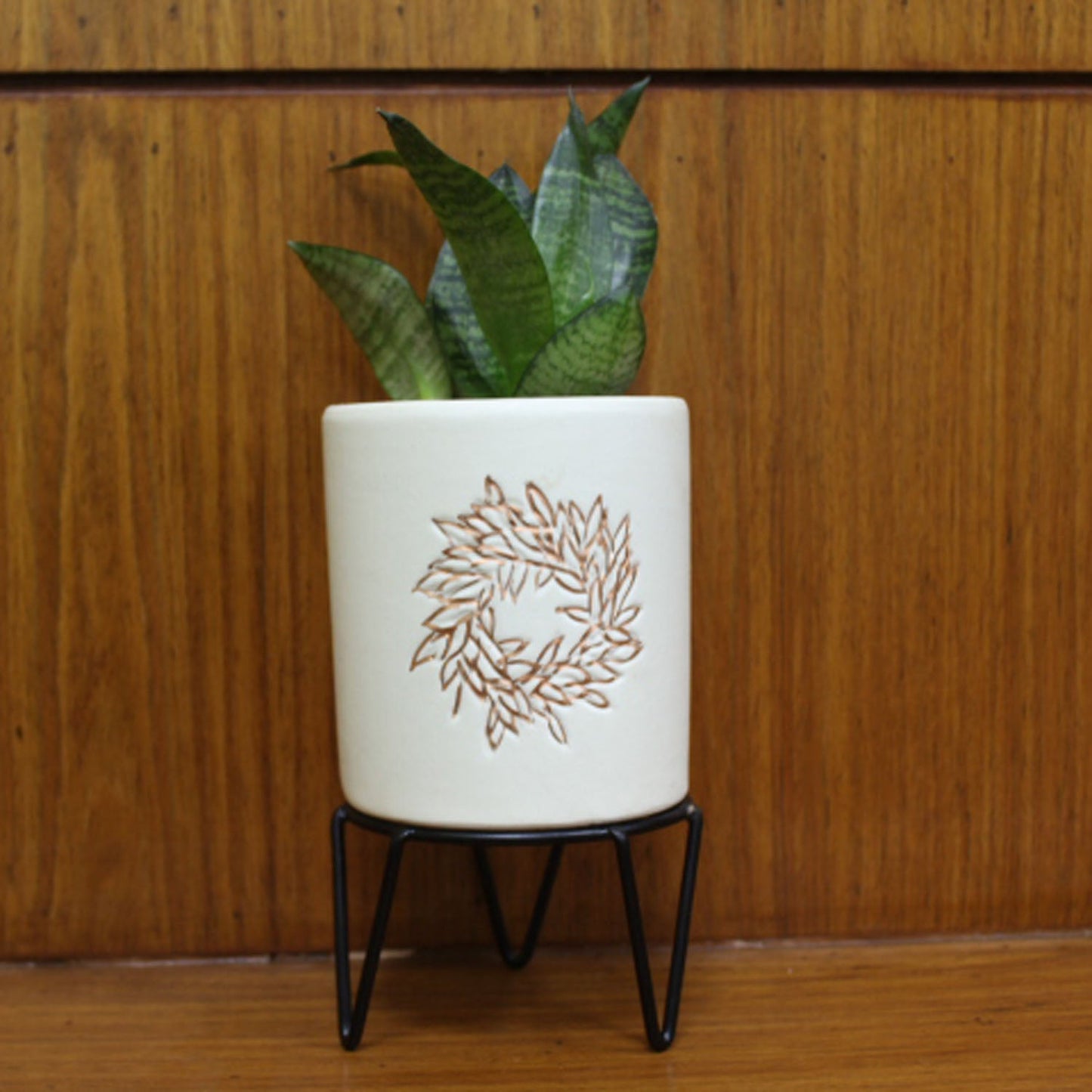 Hosley Ceramic Planters Pot /Flower Vase with Iron Stand for Indoor & Out Door Plants for Fresh and Dry Flower, 4 Inch Diameter Best for Gift for Weddings, Special Events, Parties