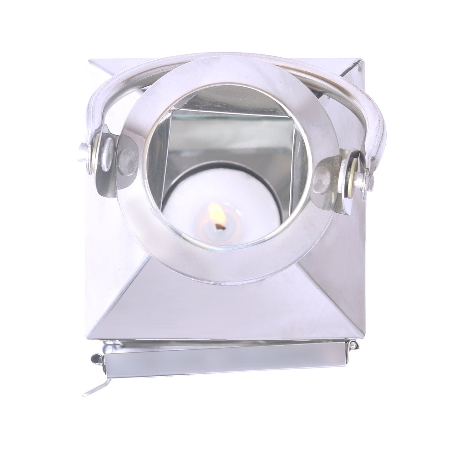 Hosley 6.5 Inch high Decorative Stainless Steel Lantern with Pillar Candle Lantern for Home Decortaion, Silver, Pack of 1