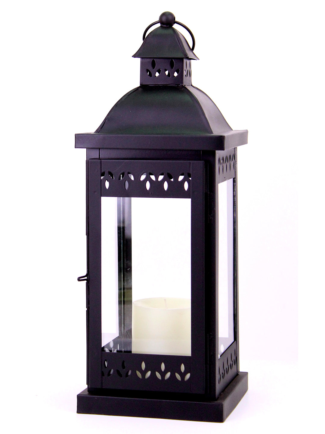 Hosley Black Decorative Lantern with Free Pillar Candle