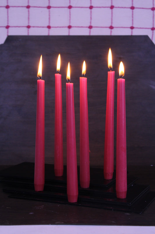 Hosley® Pack of 6 Highly Fragranced Apple Cinnamon 25.4cm High Red Taper Candles