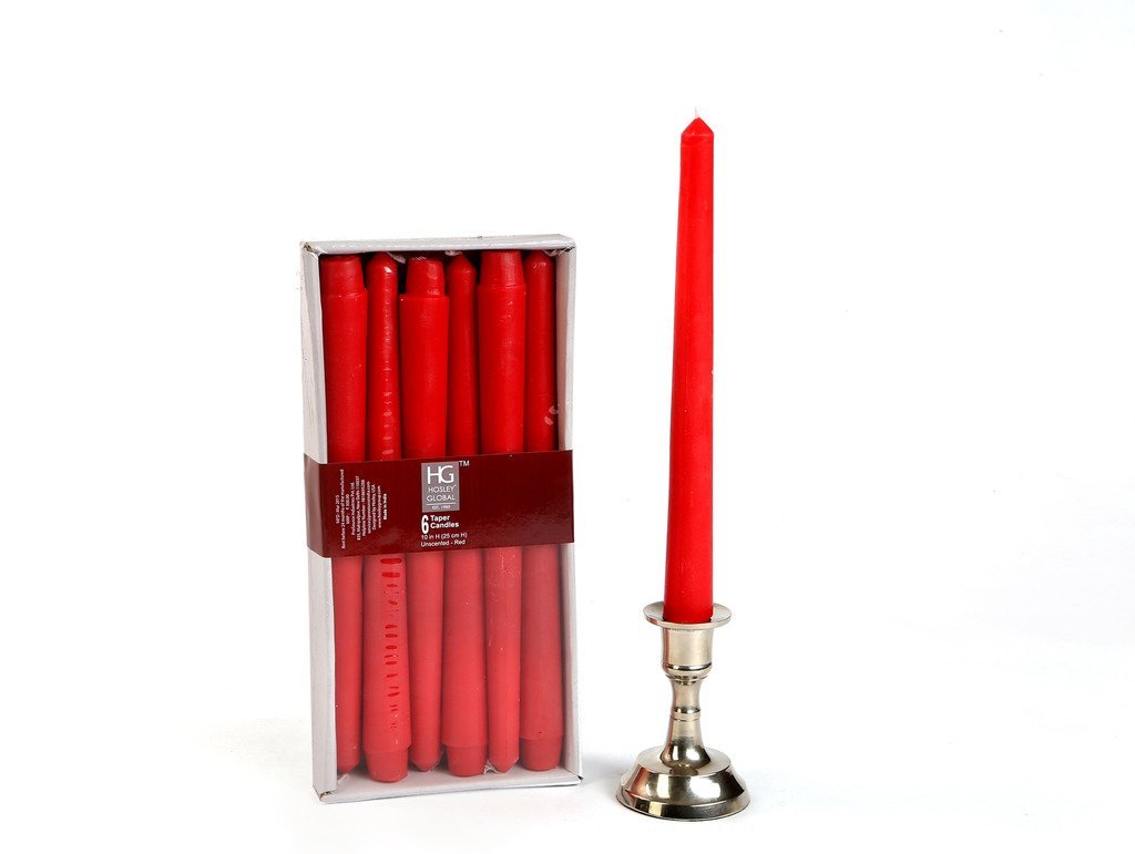 Hosley® Pack of 6 Unscented 25.4cm High Red Taper Candles