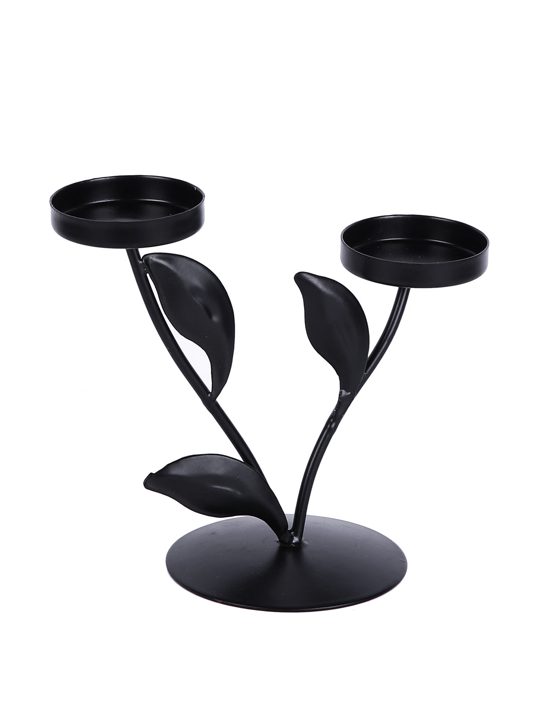 Hosley Trendy Leaves Tealight Holder with 2 Clear Glasses
