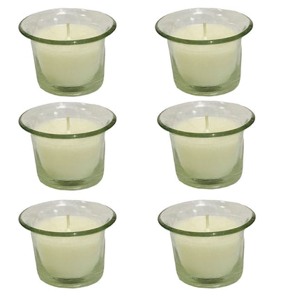 Hosley Highly Fragranced Sweet Pea Jasmine Filled Votive Glass Candles / Decoration Candles, Pack of 6, White