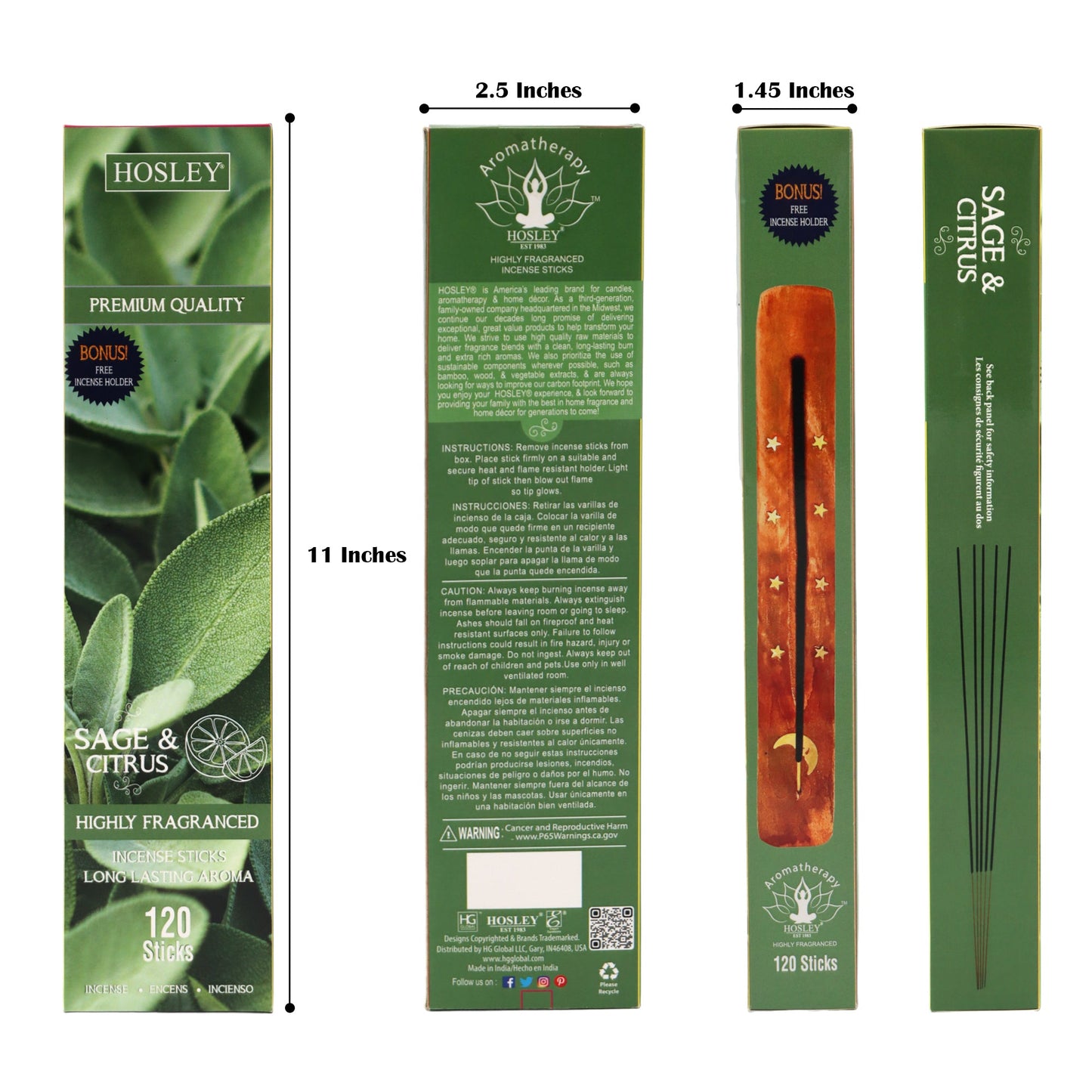 Hosley Sage & Citrus Fragrance Incense Sticks