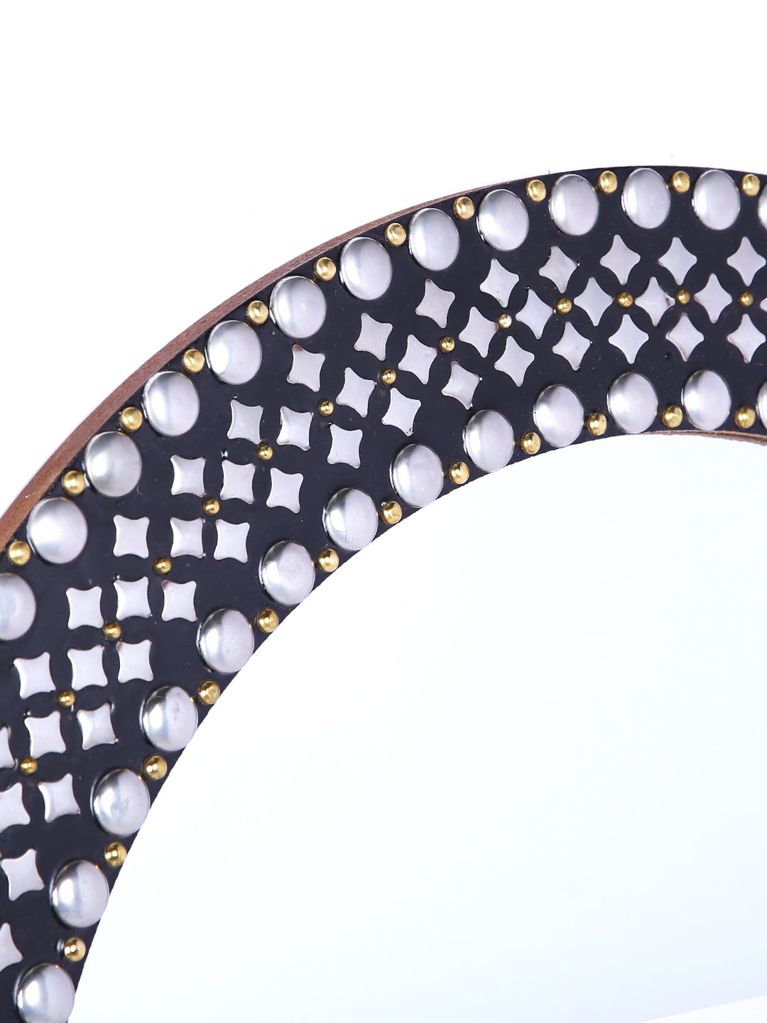 Hosley Decorative Metal Studded Round Wall Mirror